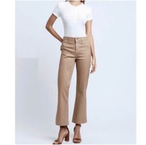 L'Agence Jeans Womens 30 Tan Kendra High Rise Cropped Flare Cappuccino Coated